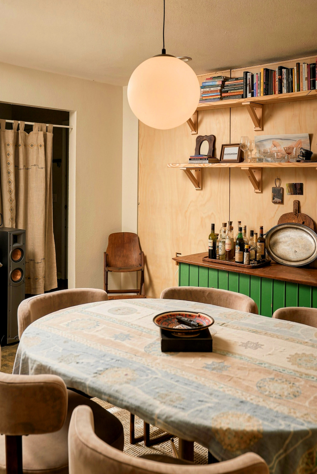 Warmly styled vacation rental dining room
